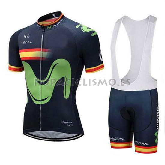 2018 Maillot Movistar Tirantes Mangas Cortas Campione Espagne